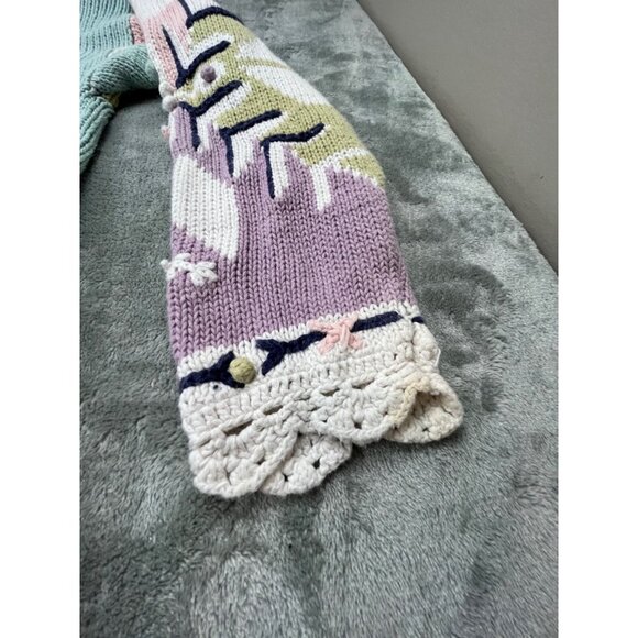 Vintage Fashion Options Sweater Women Large Pastel Geometric Knit Lace Trim Cott - Picture 11 of 13